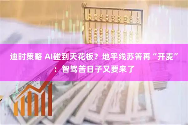 迪时策略 AI碰到天花板？地平线苏箐再“开麦”：智驾苦日子又要来了